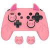 PlayVital Cute Demon Silicone Grip Cover for Nintendo Switch Pro Joystick Cap and Stickers Included Controller, [Pink]