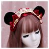 A Handmade Olita Animal Ear Headband, Lolita Jewelry, Lace Bear Ear Headband.