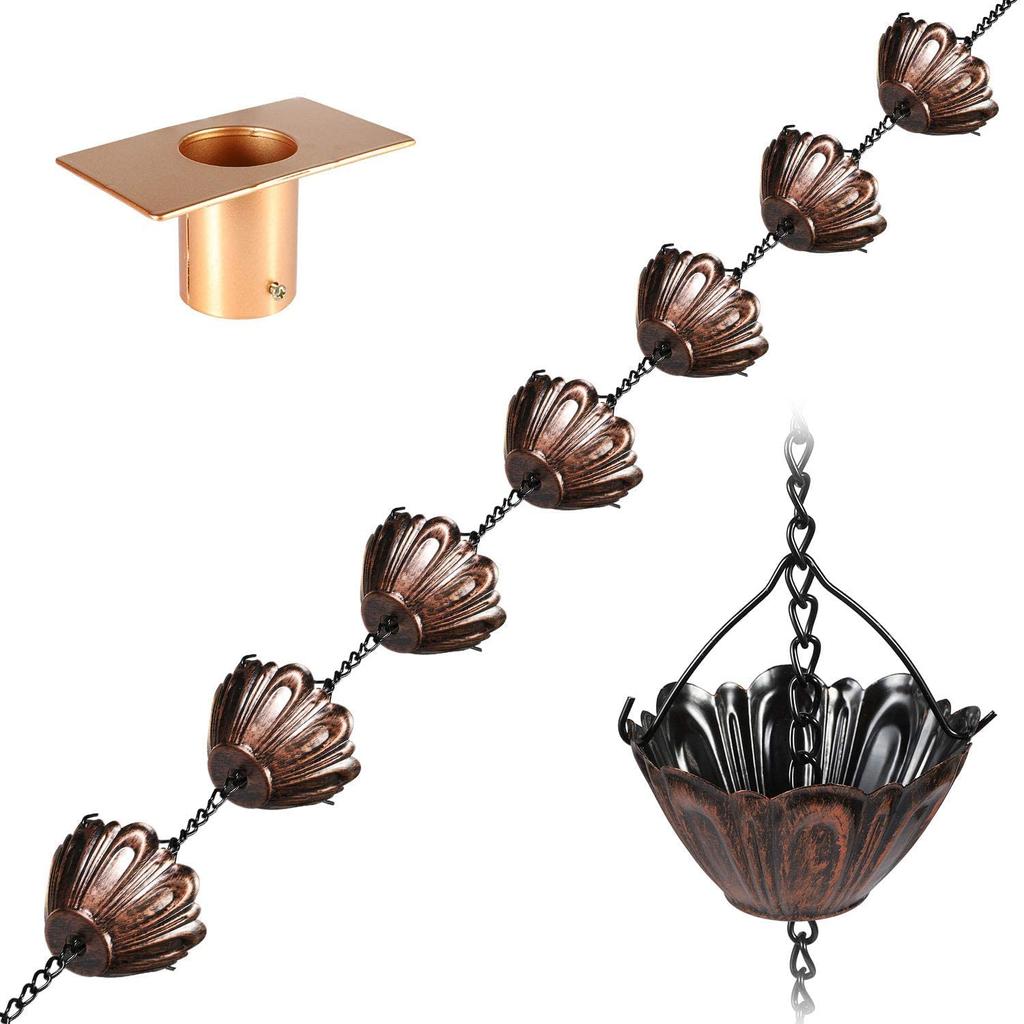 Vindar Rainwater Gutter Chain 2.6m MG4591 (Copper Color) with Adapter and 10 Cups