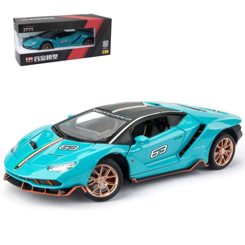 1/24 Scale LP770 Sports Racing Metal Model Diecast Car, Pull Back Vehicles with Light and Sound Toy Cars for Kids Age 3 Year and Up