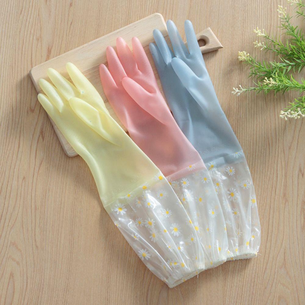 Rubber Thick Waterproof Household Scrubber Dishwashing Gloves Kitchen Clean Tool Cleaning Gloves