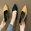 Fashion Pointed Soft-soled Versatile Shoes 2025 Summer and Autumn New Flat-soled Single Shoes Women's Shallow Mouth Black Low-heeled Ladyshoes