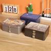 Large Capacity Tinplate Box with Lock Key Empty Box Convenient Desktop Storage Case