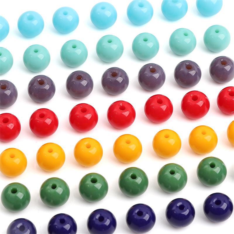 8mm Solid Color Glass Round Beads for DIY Necklace and Bracelet Jewelry Making