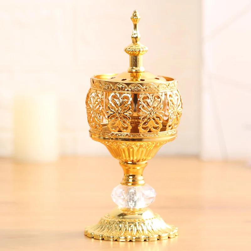 Creative Hollow Tower Incense Burner Arabic Style Incense Burner For Home Hotel Decoration Golden Metal Bakhoor Incense Holder