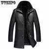 Winter Leather Padded Thickened Middle-aged Men's Leather Jacket In The Middle of The Long Section of The Wool One Leather Jacket Men's Coat