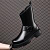 Fashion Men Fashion Chelsea Boots  Designer Shoes Stage Nightclub Dress Genuine Leather Platform Boot Stylish Autumn Winter Botas