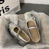 Silver Thick Heel Bow Half Slippers Women's Summer 2025 New Mary Jane Outer Wear Versatile One-word Bag Head Sandals