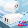 2.4A 2 USB Fast Charger Mobile Phone EU/US/UK Plug Wall Adapter Charging Travel Chargers For Samsung  Xiaomi