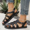 Большого размера плетеный ремень с пряжкой, сандалии на плоской подошве с вырезами, летние новые удобные универсальные римские сандалии