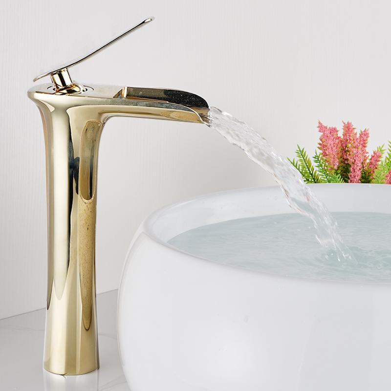 White Chrome Basin Faucets Waterfall Bathroom Faucet Single Handle Hot Cold Water Basin Mixer Tap Bath Sink Water Crane Bathroom