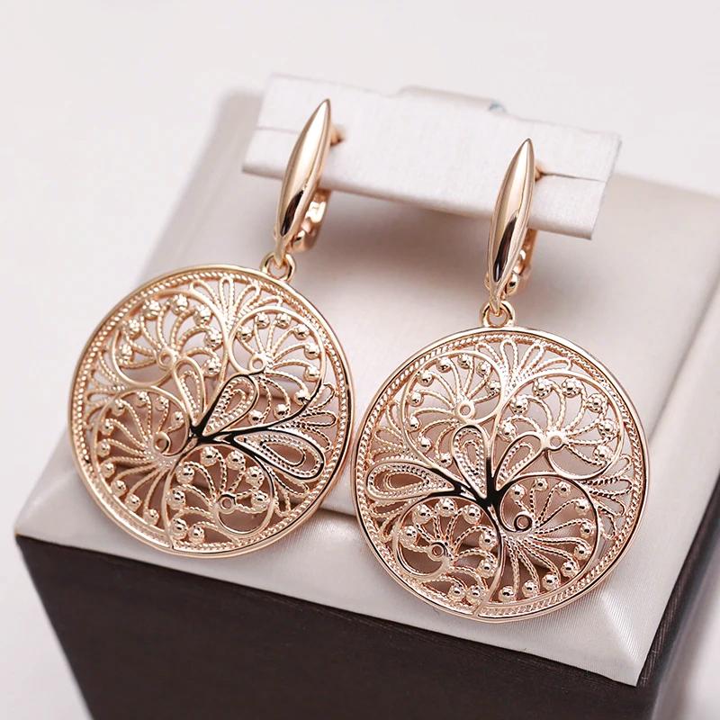 Hollow Embossed Round Large Dangle Earrings for Women Ethnic Daily Vintage Jewelry Statement Accessories