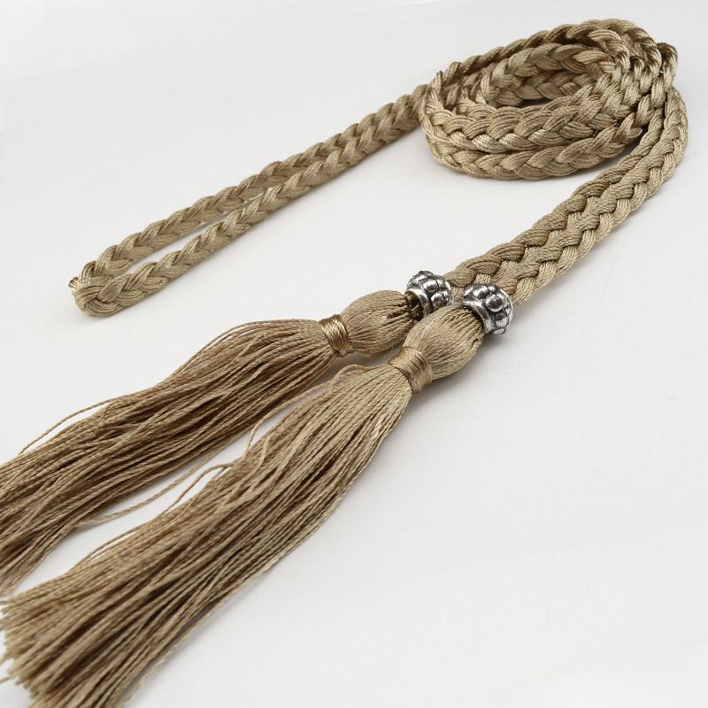 Women's Belt Woven Tassel Waist Strap Student Belt Thin Waist Chain Bow Rope Skirt Knotted Decorative Korean Style