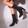 Plus Size 35-43 Fashion Boots Women's Autumn New Style Pointed Thick Heel Middle Tube Suede Boots Elastic Boots