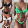 2 Pcs/Set Sexy Swimwear Set Lightweight Lace Up All Match Soft Summer Bathing Suit for Swimming