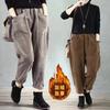 Autumn Winter Elastic Waist Solid Loose Causal Corduroy Harem Pants Women Pockets All-match Velvet Trousers