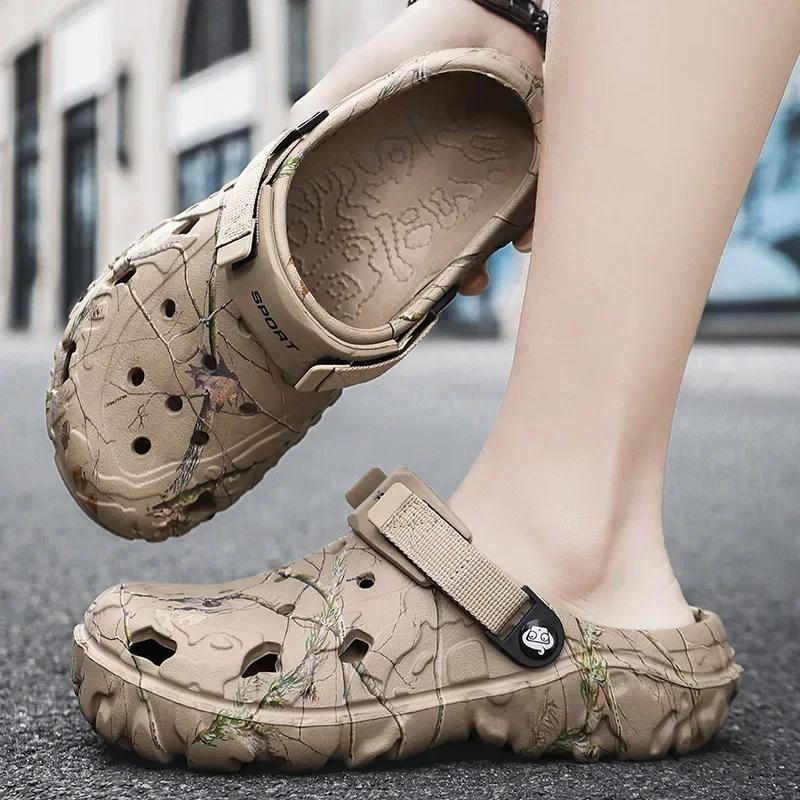 2024 New Sandals for Mens Clogs Summer Shoes Men Slippers Breathable Casual Beach Sandals Size 45 Non-slip Garden Shoes for Men