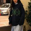 Пуловер-стрик Herbst Winter Innenhof Stil Geometrisches Muster Lose Rundhals