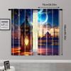 2pc,  Drapes Ramadan Backdrop Muslim Holy Moon Arabic Lantern Moon Photography Background Party Decorations Photo Booth Props