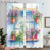 2pcs, Popular Curtain Panels 2D Print Floral Window1 Polyester Easy Install (without Rod) Stuff Clearance for Living Room &
