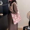 Women Large Capacity Knitted Woven Shoulder Bag Vintage Heart Pattern Sweet Versatile Casual Shopper Student Crochet Tote Bag ARI