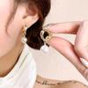 French Retro Metal Pearl Heart-shaped Earrings For Women