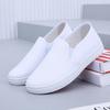 Women Classic Height Increased White Canvas Shoes Lady Casual Spring Street Slip On Shoes Zapatos Cool Shoes A2193