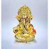 Mukut Ganesha Gold Plated L Ganesh Idol for Car Dashboard | Ganapati Murti for Home Decor | Vinayaka Statute for Puja & Gift