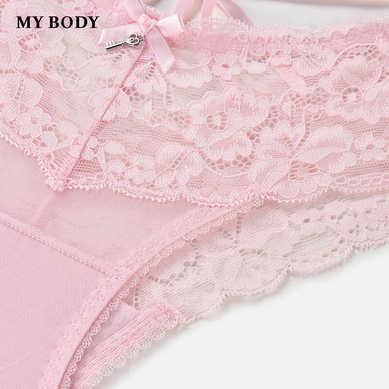 Mybody Women's Breathable Lace V-Waist Low-Rise Briefs