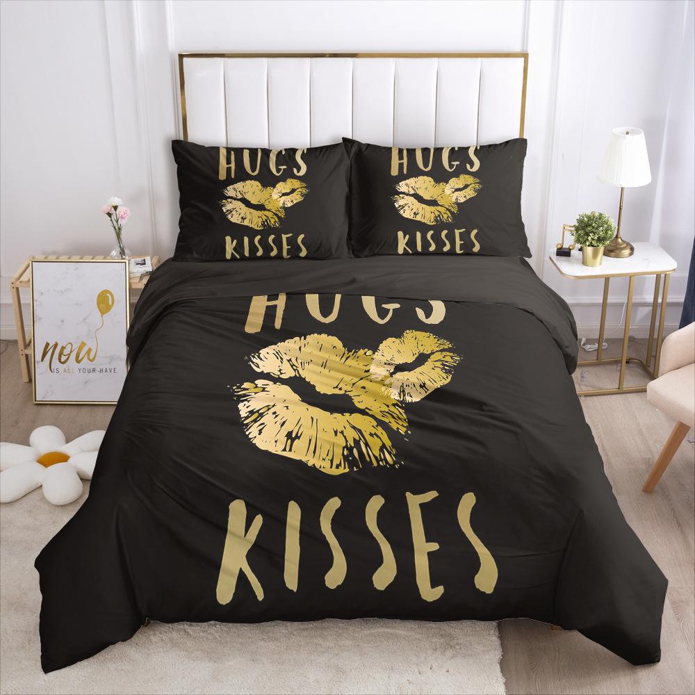 3D Sexy Lips Bedding Set Kiss Me HD Printing Duvet Cover 2/3 Pieces AU140 * 210 Full-size Soft Home Decoration