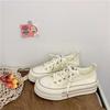 2025 Autumn White Shoes Versatile Student Board Shoes Heightening Women's Platform Casual Canvas Shoes Women's Fashion