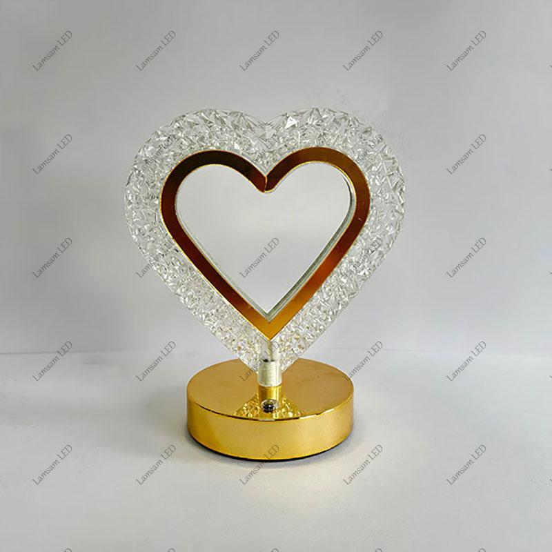 Heart-shaped Acrylic Table Lamp Ambient Desk Light Tricolored USB Rechargeable LED Color-changing Night Light for Home Decor