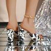 2024 Women's Leopard Print Thick Heel Slippers Summer Open Toe Modern Shoes for Women Slippers Big Size 43 Women High Heels Slippers