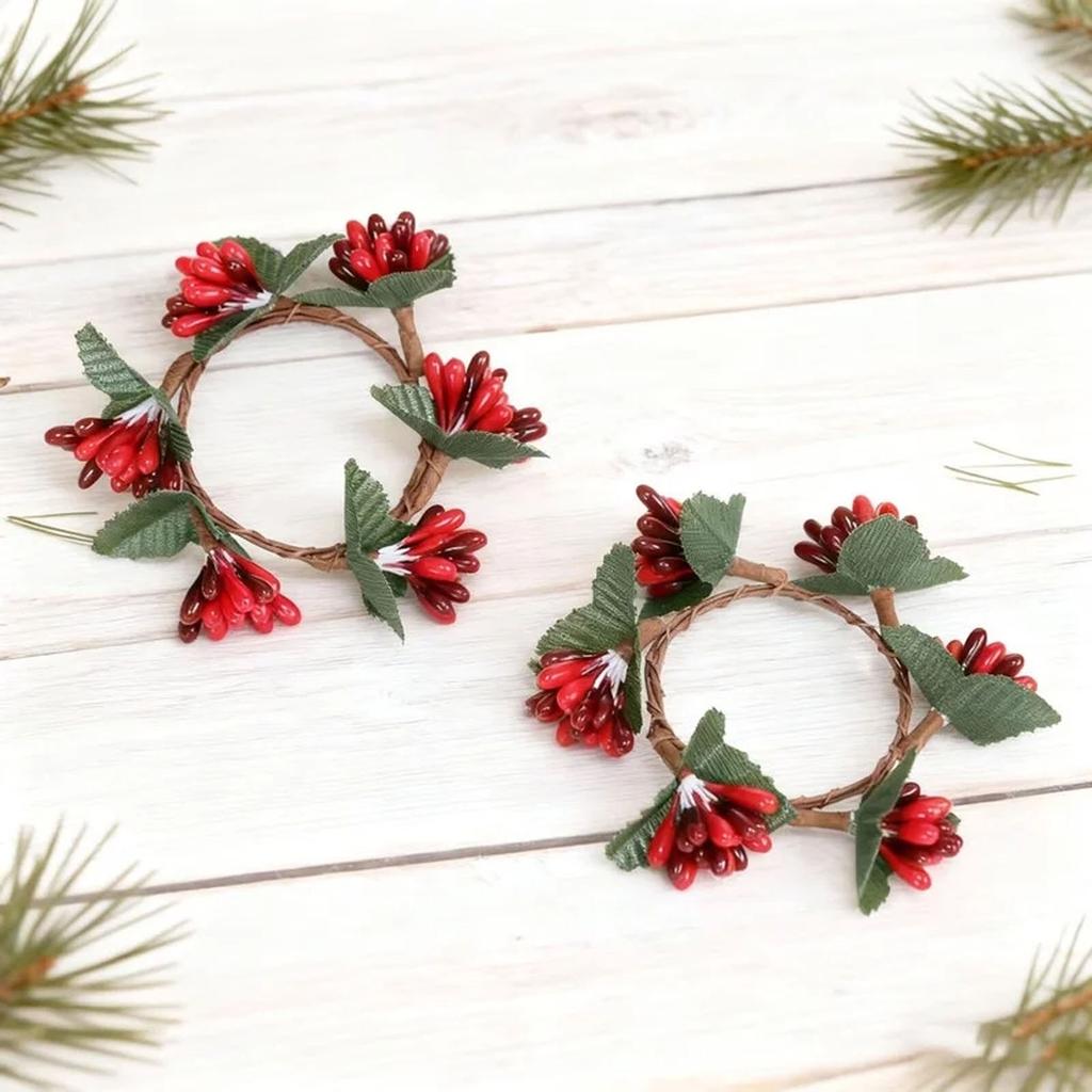 Rings, Red Berry Wreaths, Christmas Decoration Needle Napkin Rings