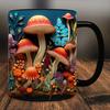 300ML Smooth Coffee Mug 3D Mushroom Print Heat Resistant Colorfast Smooth Ceramics Portable No Odor Food Grade Office Kitchen Mug