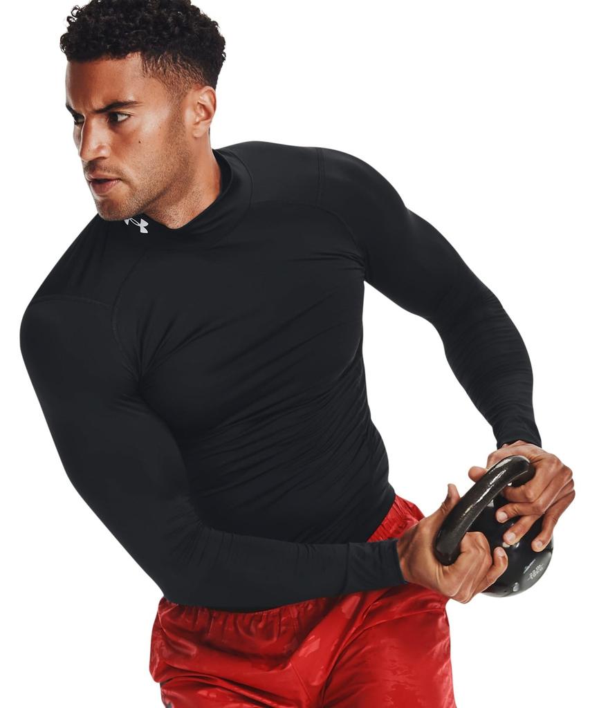 Under Armour UA HeatGear Armour Compression Long Sleeve Mock Size Small Shirt, Men's, Black/White,