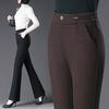 Women's High Waist Wool Blend Micro Flare Pants for Autumn/Winter 2024 - Elegant and Warm Casual Wear for Middle-Aged Women