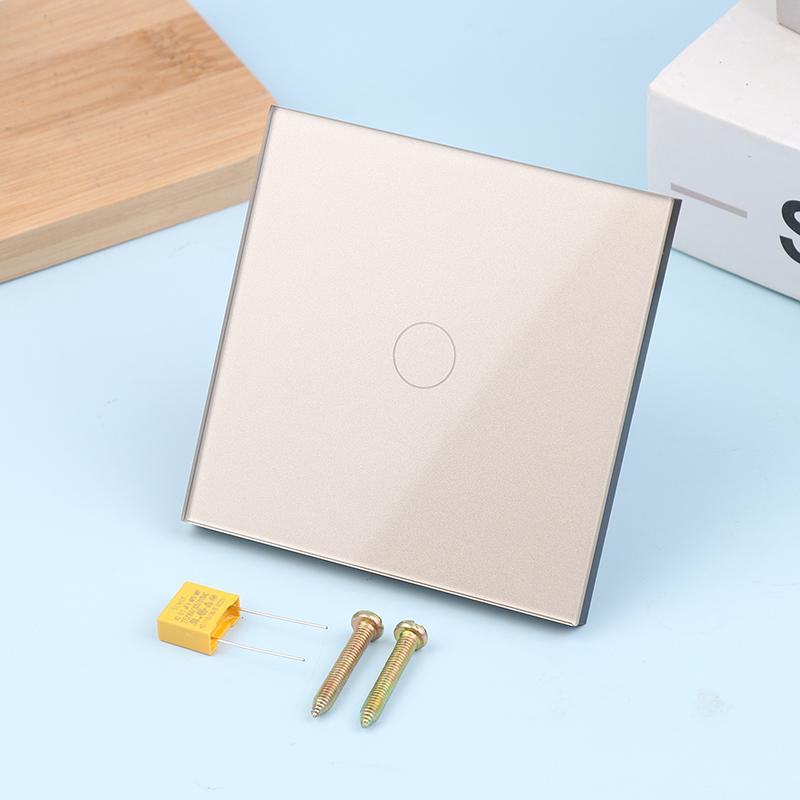 1/2/3Gang Touch Switch 1Way Type-C Usb Wall Sockets Light Switch With Power Sockets Glass Panel Gold