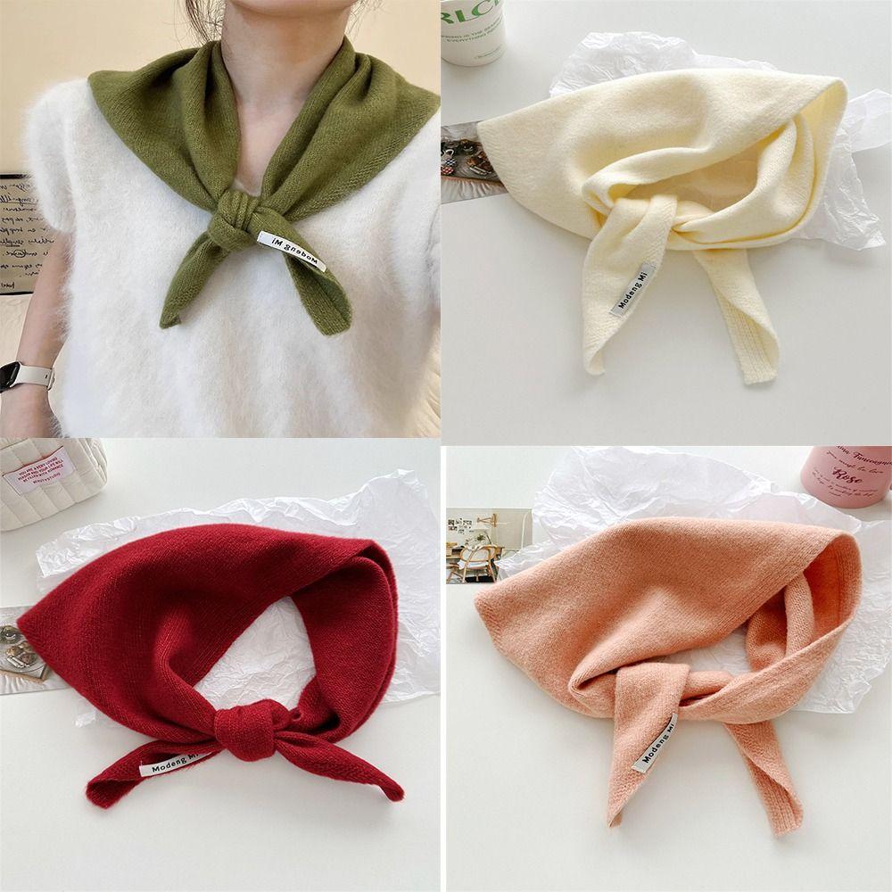 Multi-functional Knitted Triangular Scarf Warm Triangle Knit Scarves New Headscarf Shawl  Women