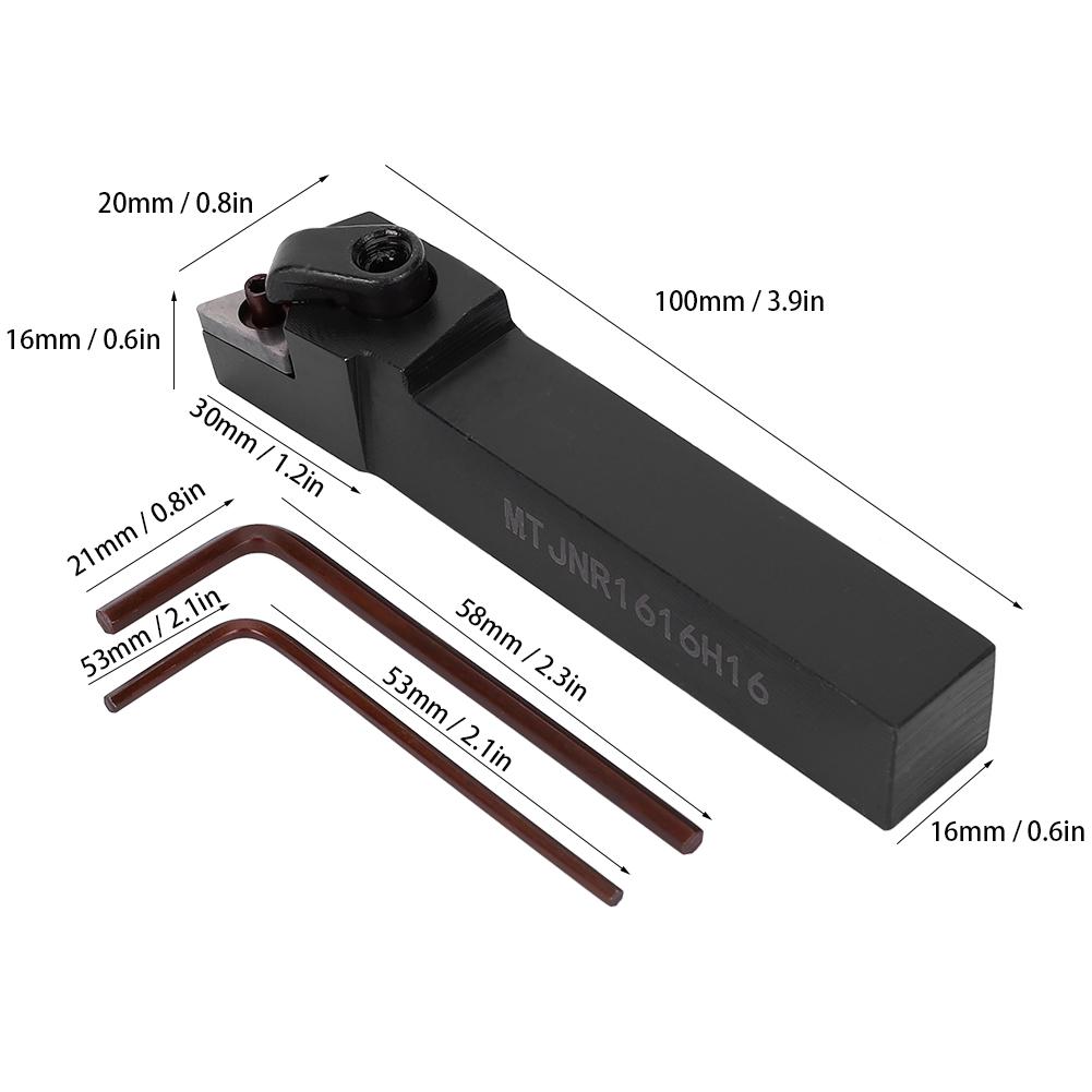 Turning Tool Holder MTJNL1616H16 Stainless Steel External Round Lathe Bar with 2 Wrench