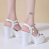 2024 Fashion Women's Shoes Platform Women's Sandals Summer Dress Sandals Women Pearl Crystal Buckle Strap High Heels Shoes Women