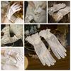1 Pair Mesh Bow Knot Gloves Short Glove Lace Gloves Women White Satin Gloves Wedding Ladies/Girls