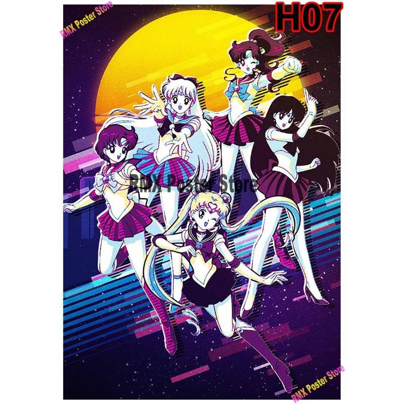 Classic Anime Sailor Moon Poster White Coated Paper Cartoon  Girl Poster Wall Stickers Home Room Bar Decoration Art Painting