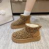 2024 Women's Velvet Thick Bottom Soft Bottom Leopard Pattern Winter Velvet Thick Leopard Pattern Flat Bottom Snow Boots