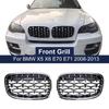 One Pair Diamond Kidney Grille Racing Grill For BMW X5 X6 E70 E71 2008-2013 Front Grills Car Styling Meteor Style Replacement