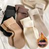 10/5-1 Pair of Women's Plus Simple Socks, Plus Size Solid Plush Lining Thick Warm Floor Snow Socks Autumn and Winter
