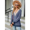 Women's Long Sleeve T-Shirt Fall/Winter Sweatshirt Women's Lace V-Neck Color-Blocked Split Hem Loose Top
