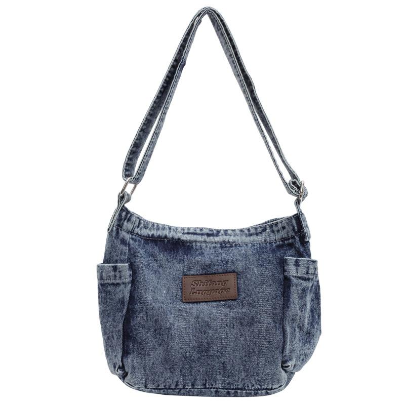 Denim Bag Retro Simple Harbour Style Canvas Shoulder Bag Casual Student Crossbody Bag