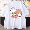 Panda Bear Cute T Shirt for Women Bubu Dudu Couple Short Sleeved 100% Cotton Kawaii Print 2022 Summer Anime Korean Tops Harajuku Unisex T-shirt