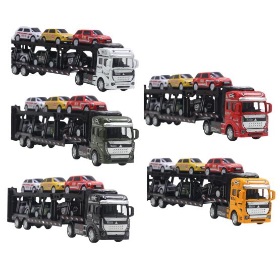 Decorative Alloy Car Model Back-to-force Trailer Transporter Toy